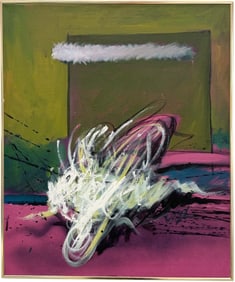 Latin American Abstract Expressionist Oil Painting Signed Illegibly