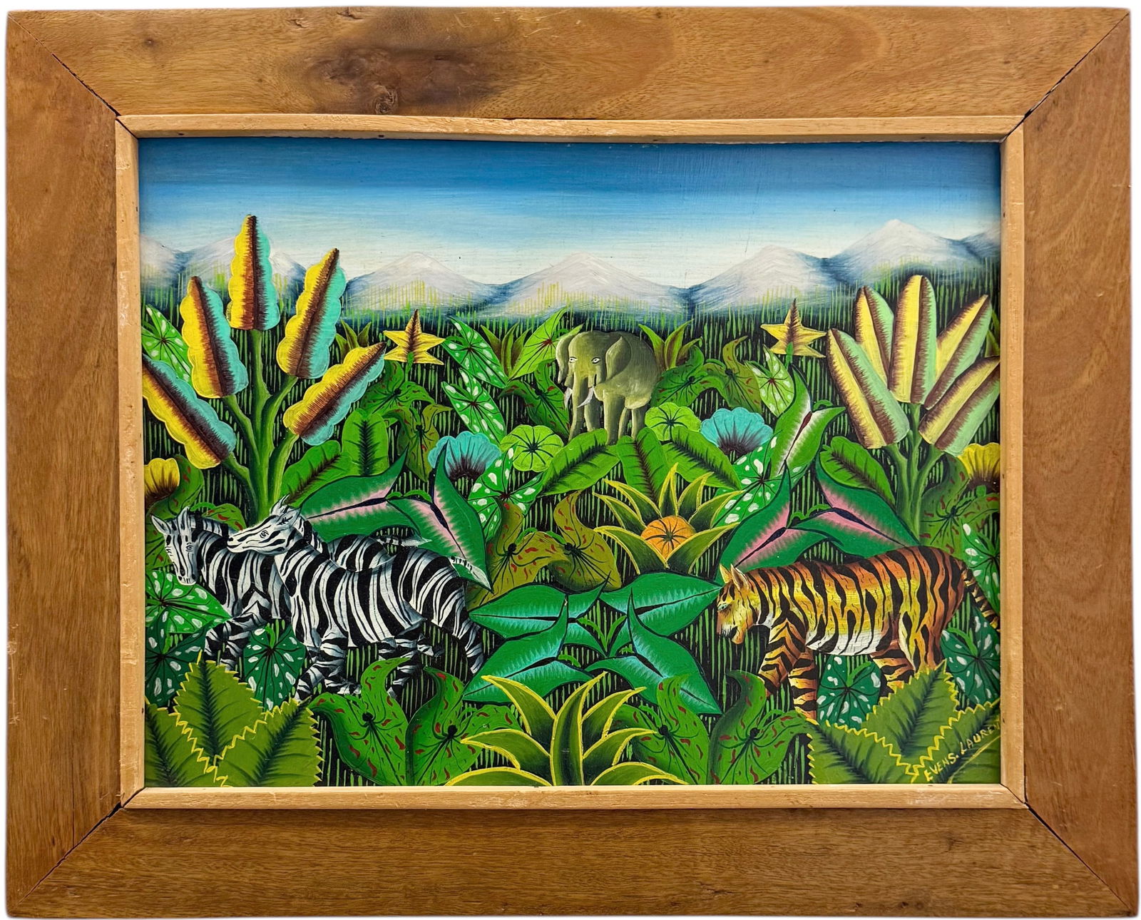 EVENS LAURENT (20th c, Haitian) Jungle Scene (1 of 3)
