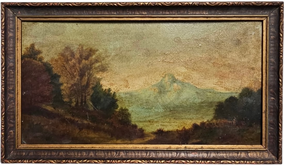 19th Century Hudson River School Landscape Oil Painting On Panel