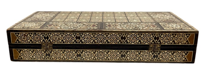Syrian Inlaid Box Pearl Inlay With Geometric Patterns