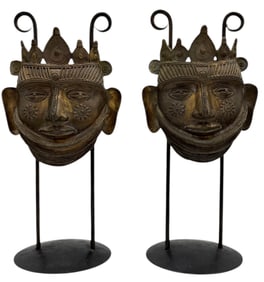 Benin Bronze Mask Sculptures