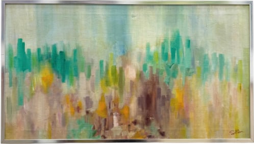 Mid-Century Abstract Expressionist Signed Oil Painting On Burlap