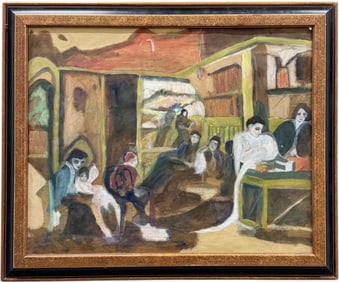 Early 20th Century American Modernist Interior Scene Cullman, Alabama Signed Dated 1914