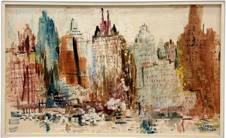 LIOBA MAUBACH Mid-Century Modern Cityscape, Exhibited
