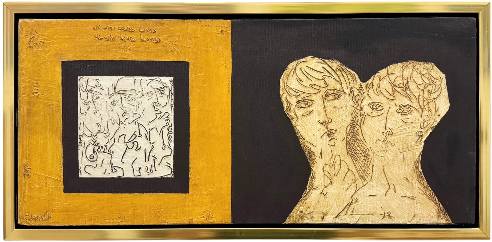 RAMON A CARULLA (b. 1936, Cuban) Abstract: Oil on canvas 22 x 10 in, 23 1/2 x 11 1/2 in (framed). Domestic Flat Shipping Price: $55