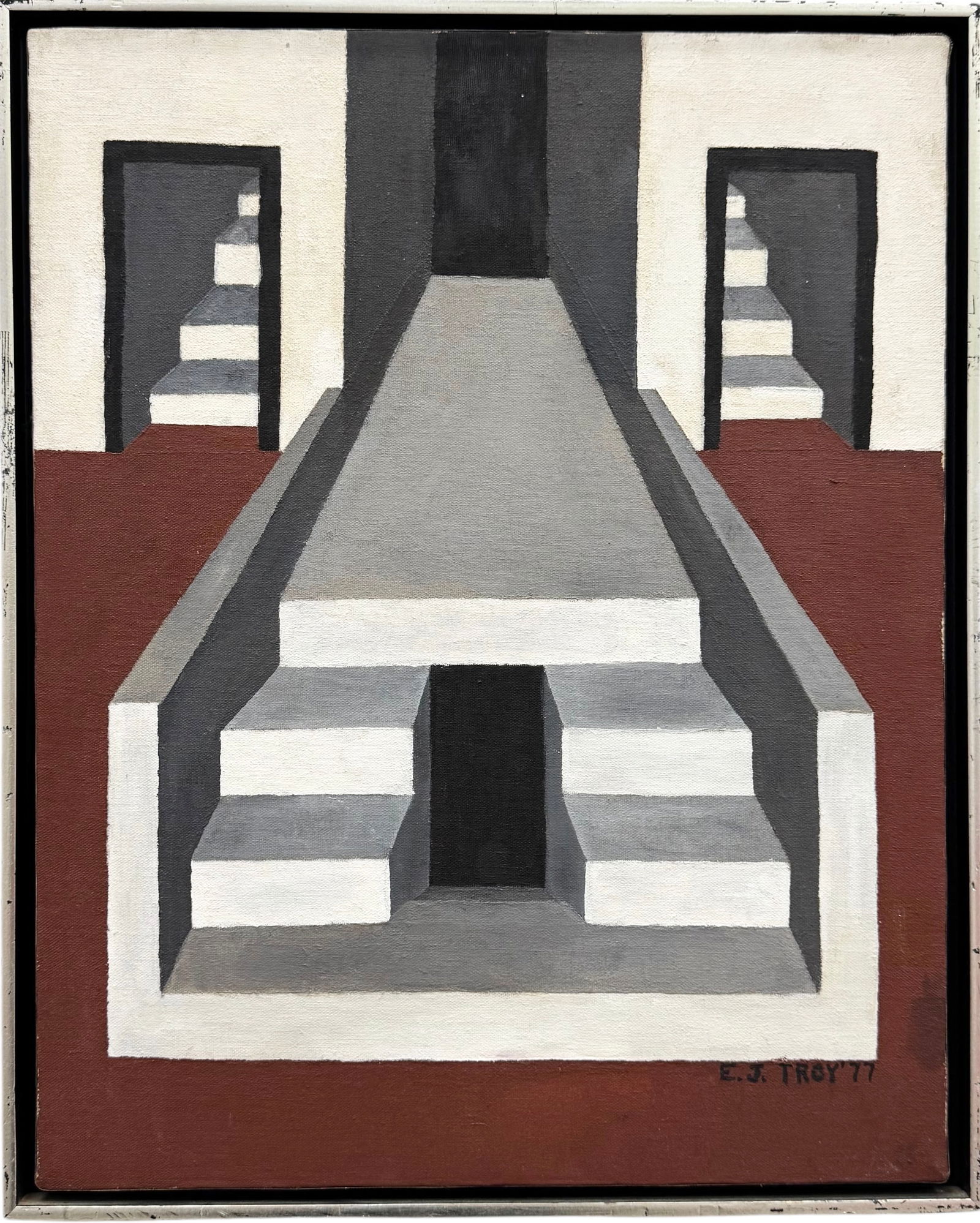 Mid-Century Modern American Abstract Signed EJ Troy 1977 (1 of 3)