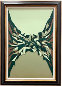 Mid-Century Modern Signed Abstract Expressionist Mixed Media Collage