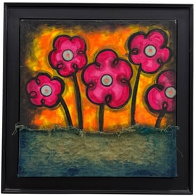 AUGUSTO FERNANDEZ Miami Pop Art Flower Mixed Media