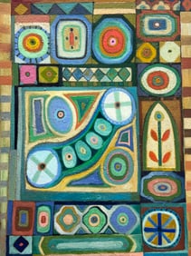 Modern Constructivist Abstract Signed Oil Painting