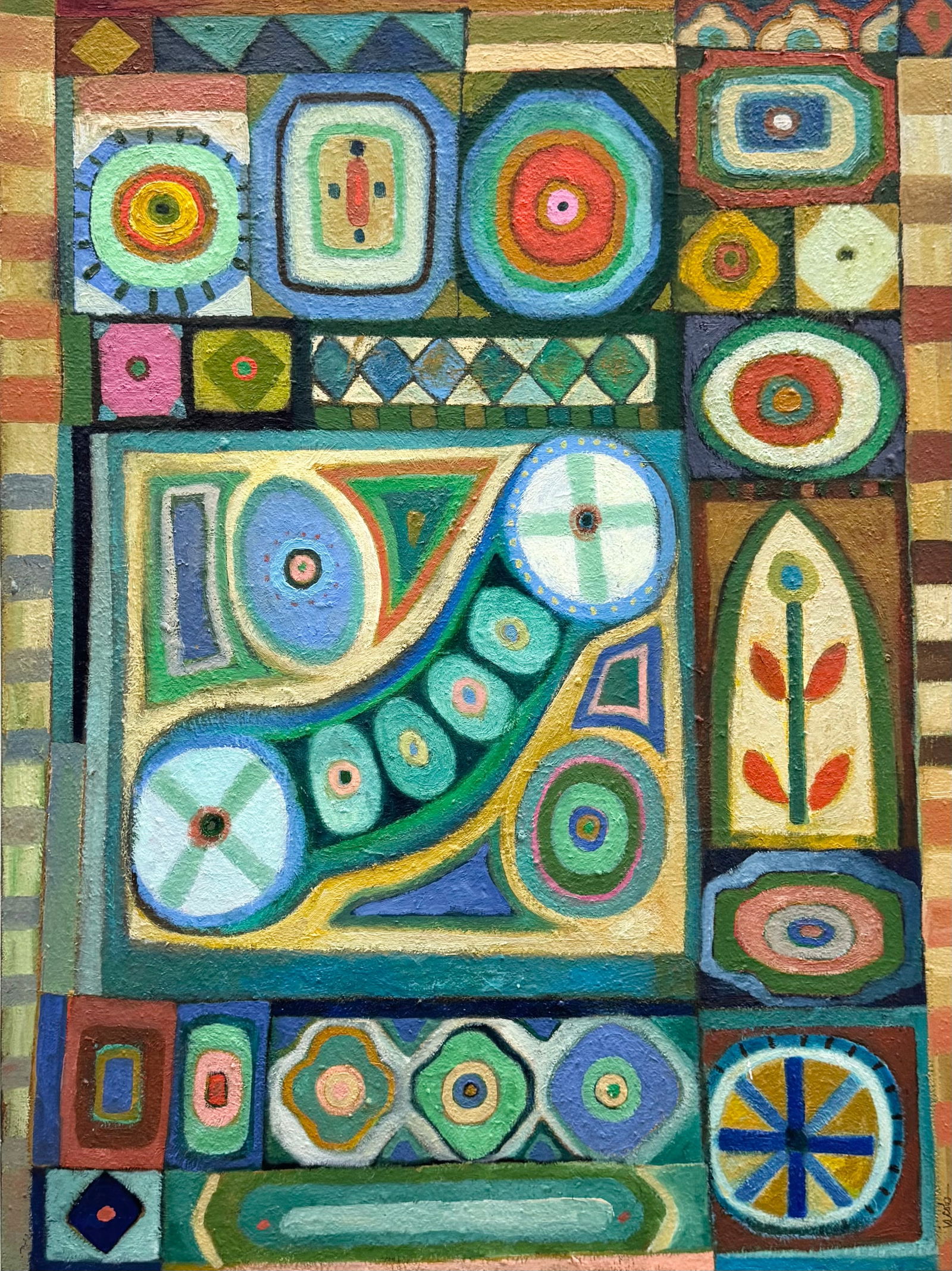 Modern Constructivist Abstract Signed Oil Painting (1 of 4)