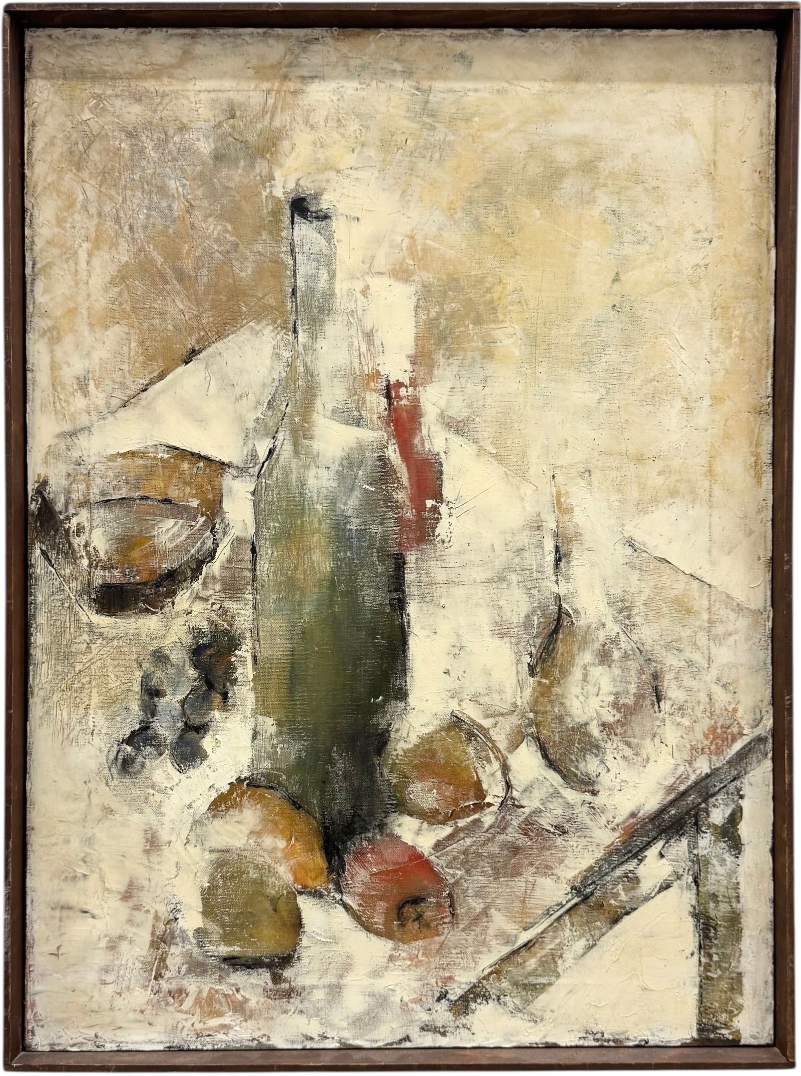 Mid-Century Modern European, Dutch Still Life Abstract Oil On Canvas: Signed Hoedeman verso. Oil painting on canvas 27 x 20 in. Domestic Flat Shipping Price: $70