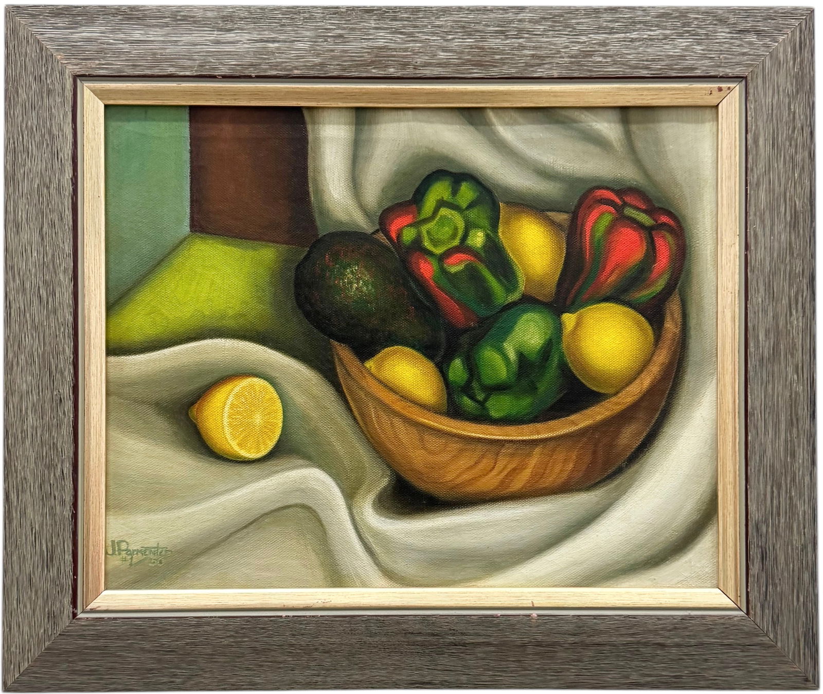 Mid-Century Cubist Still Life Of Peppers Signed & Dated 1950 (1 of 3)