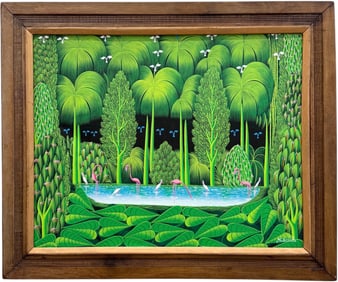 HENRI ROBERT BRESIL Nicely Framed Jungle Landscape