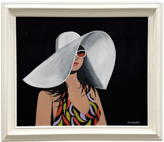 STAN GREENFIELD (20th c, American) Portrait Of Woman With Large Hat