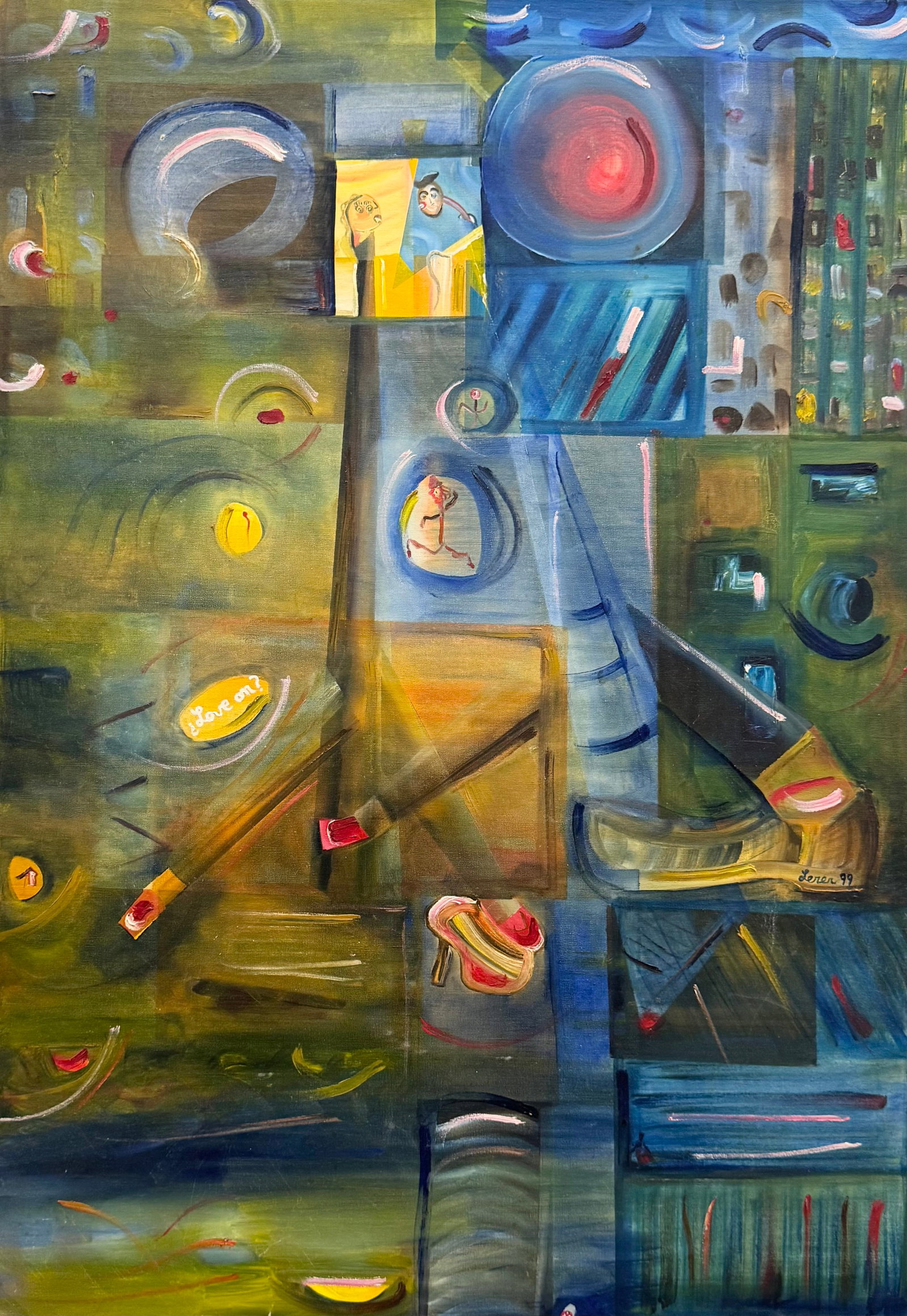 ISAAC LERER (b. 1932, Argentina) Abstract: Oil on canvas 38 1/2 x 27 1/2 in. Domestic Flat Shipping Price: $90
