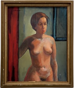 Vintage American Modernist Nude Portrait Of A Woman Signed Acheson