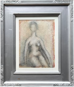 Modernist 1960's Figural Abstract Painting Signed Lajoie