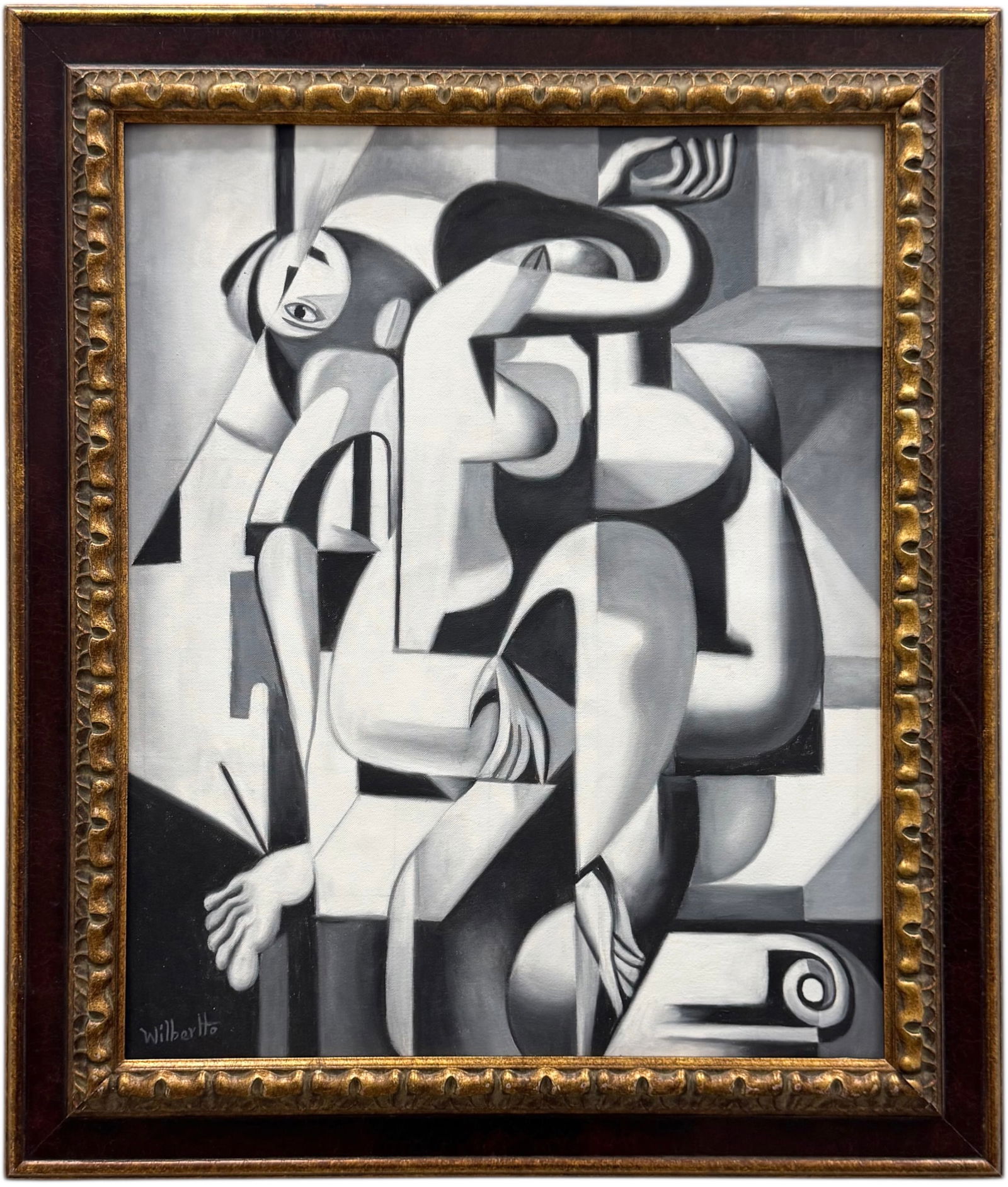 WILBER HERERRA ORTIZ (20th c, Mexico) Merida Artist, Cubist Black & White (1 of 3)