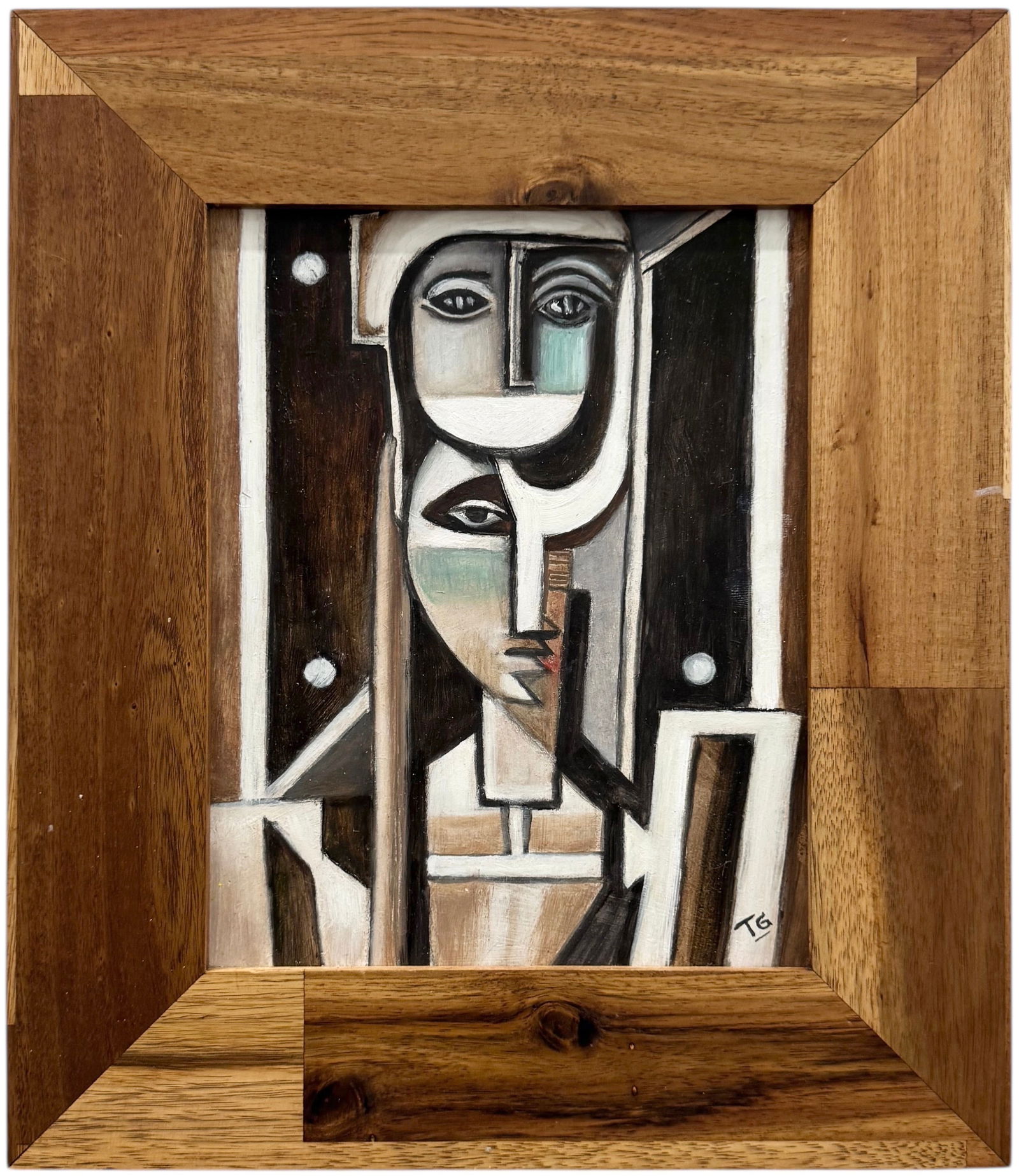 Cubist Figural Abstract Oil Painting Signed With Monogram (1 of 3)