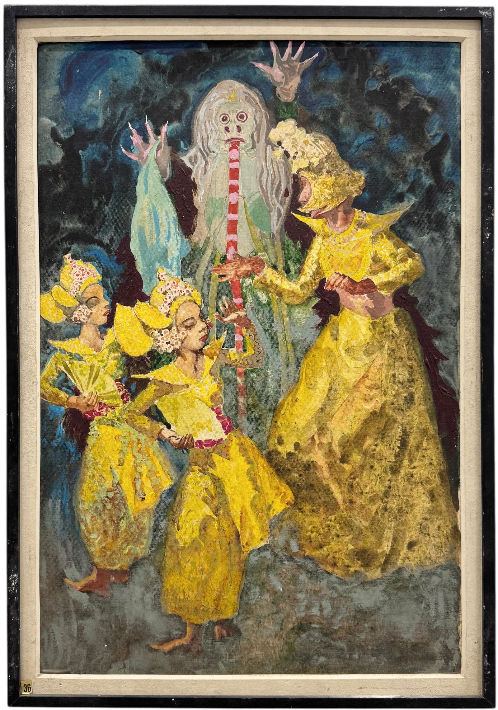 The Legong Balinese Dance Indonesian Celebration Oil Painting On Board (1 of 4)