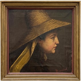 19th Century European School Portrait Of A Woman Signed Oil Painting