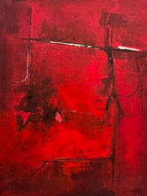 Contemporary Danish Abstract Expressionist Signed Oil Painting