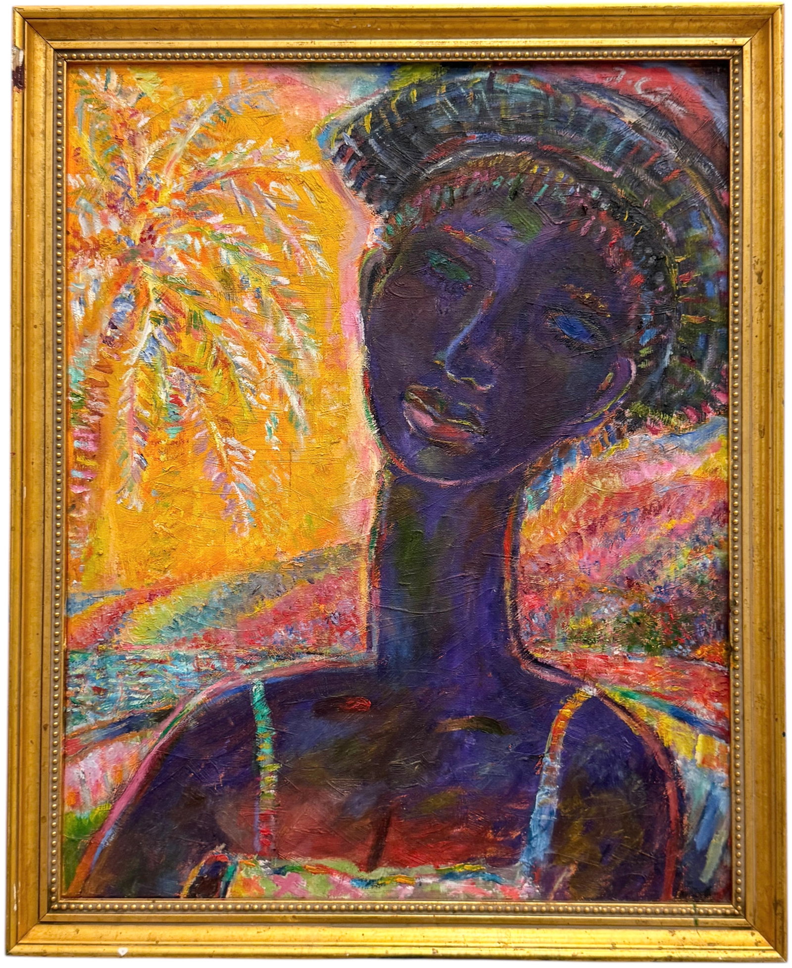 JOSEPH CANTAVE (b. 1963, Haitian) Figural Abstract: Oil painting on canvas 16 x 20 in. Domestic Flat Shipping Price: $55