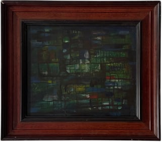 Nicely Framed American Abstract Expressionist Oil Painting