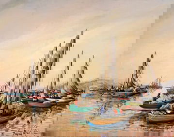 RAYMOND LAFAILLE (20th c, Haitian) Harbor Scene