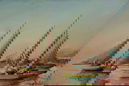 RAYMOND LAFAILLE (20th c, Haitian) Harbor Scene