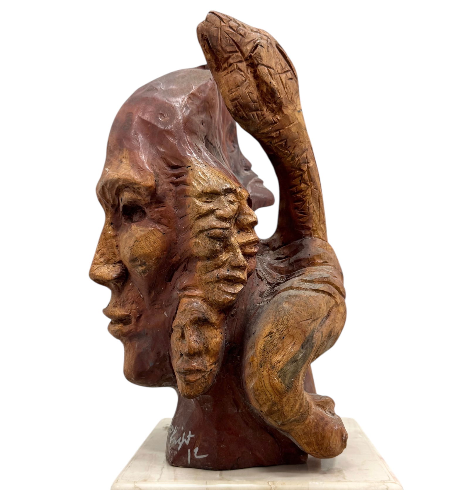 ROBERT MCKNIGHT (b. 1951, American) Snake Headed Wooden Sculpture Miami Artist (1 of 5)