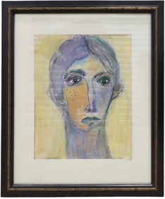 Nicely Framed Modernist Mixed Media Portrait Of A Man
