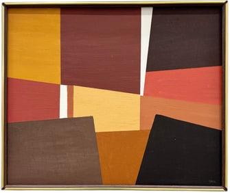 Vintage American Hard Edge Abstract Signed Oil Painting