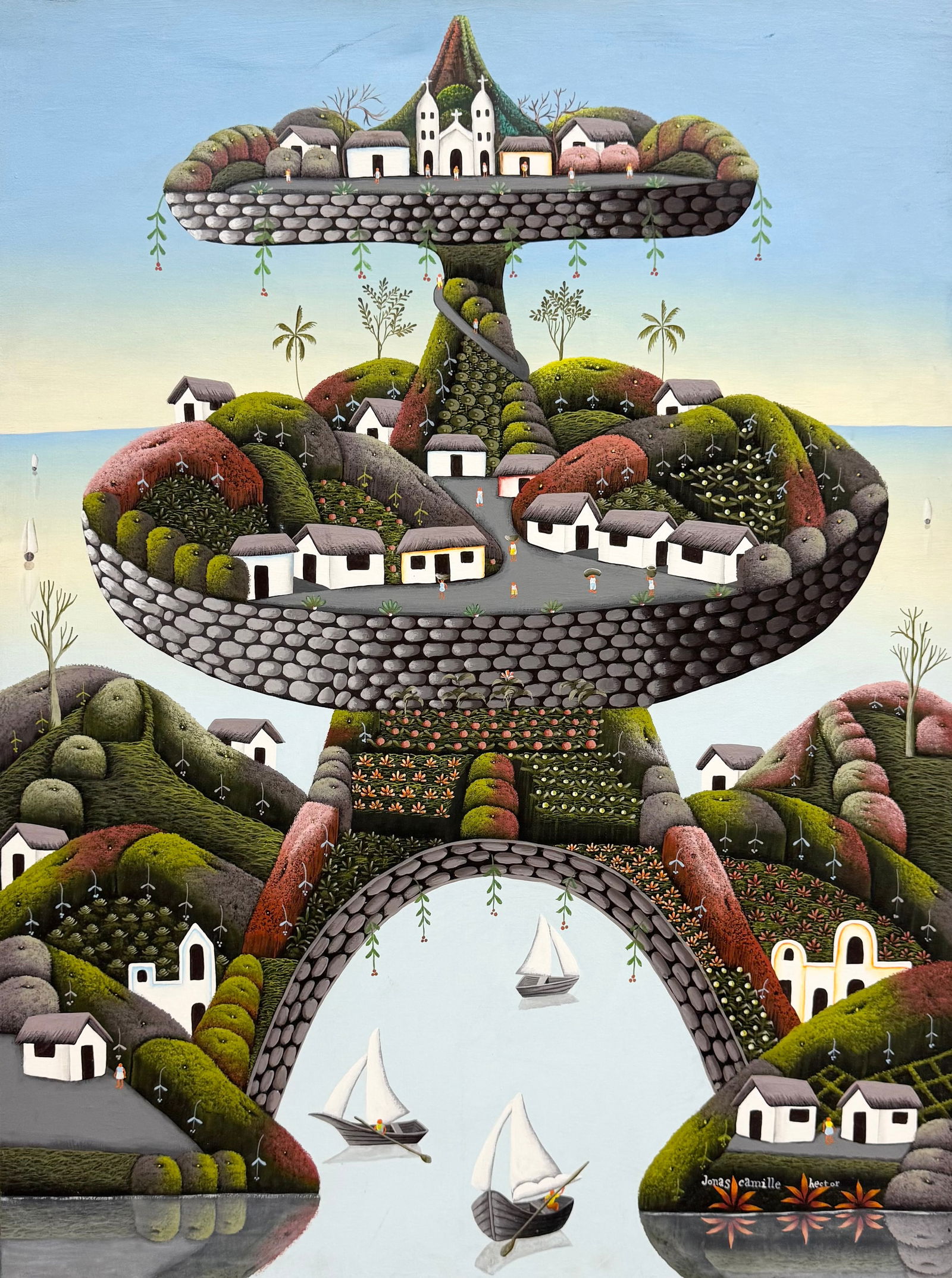 CAMILLE HECTOR JONAS (b. 1964, Haitian) Surrealist Landscape (1 of 3)