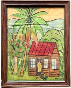 Vintage Signed Jamaican Folk Art Painting