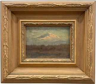 19th Century American Impressionist California Landscape Of Snow Capped Mount Hood