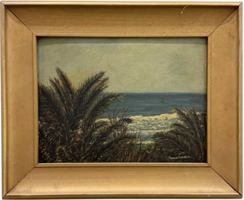 19th Century/Early 20th c Signed American Impressionist Tropical Beach Landscape