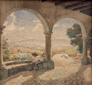 PAUL FISCHER (1864-1932, Germany, Mexico) Mexican Scene, Watercolor