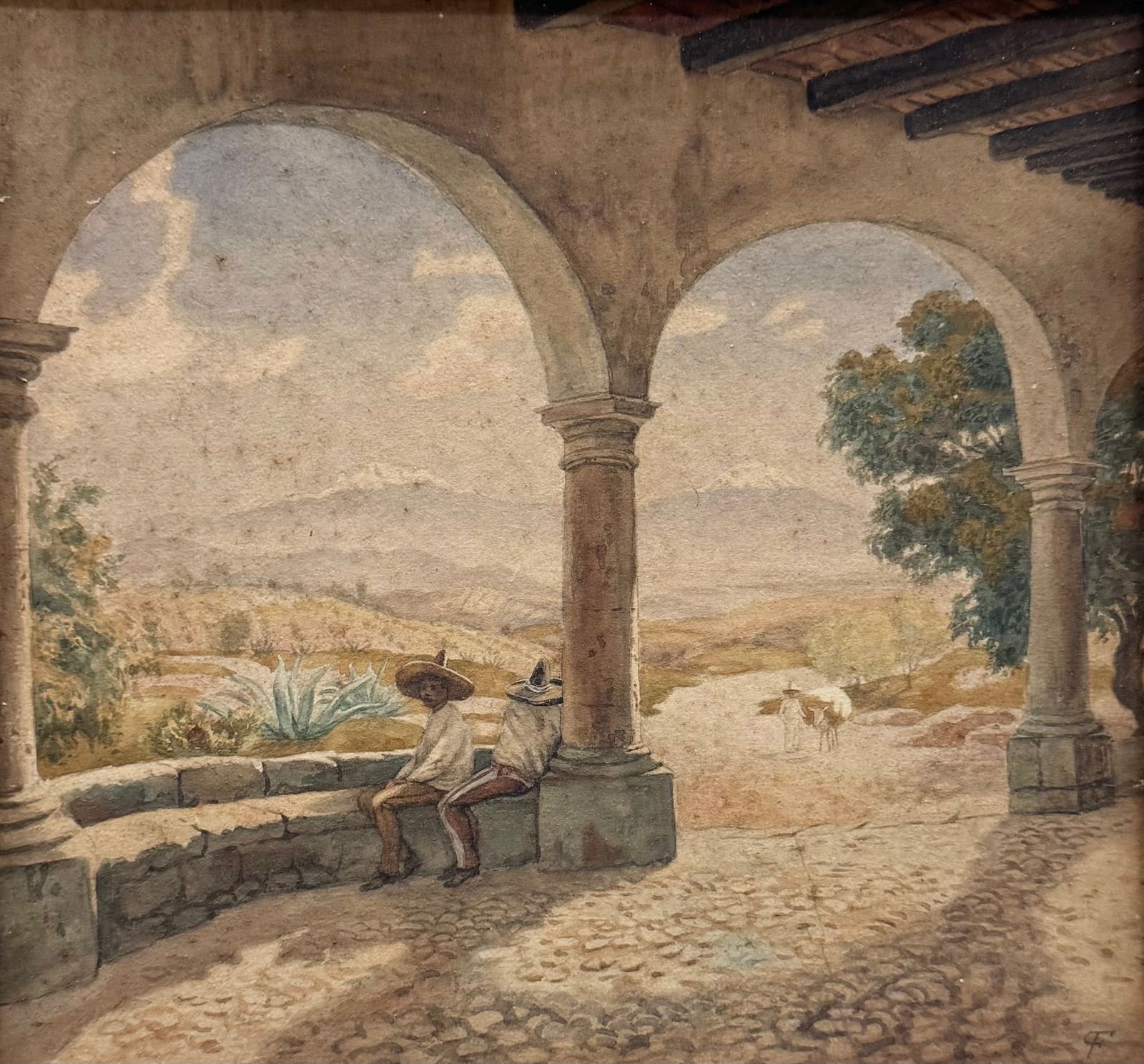 PAUL FISCHER (1864-1932, Germany, Mexico) Mexican Scene, Watercolor (1 of 4)