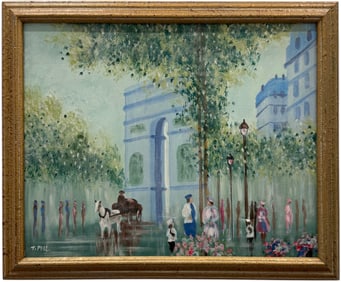 Modernist Paris School Street Scene Signed Oil Painting