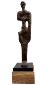 Contemporary Metal Figural Sculpture On Marble Base