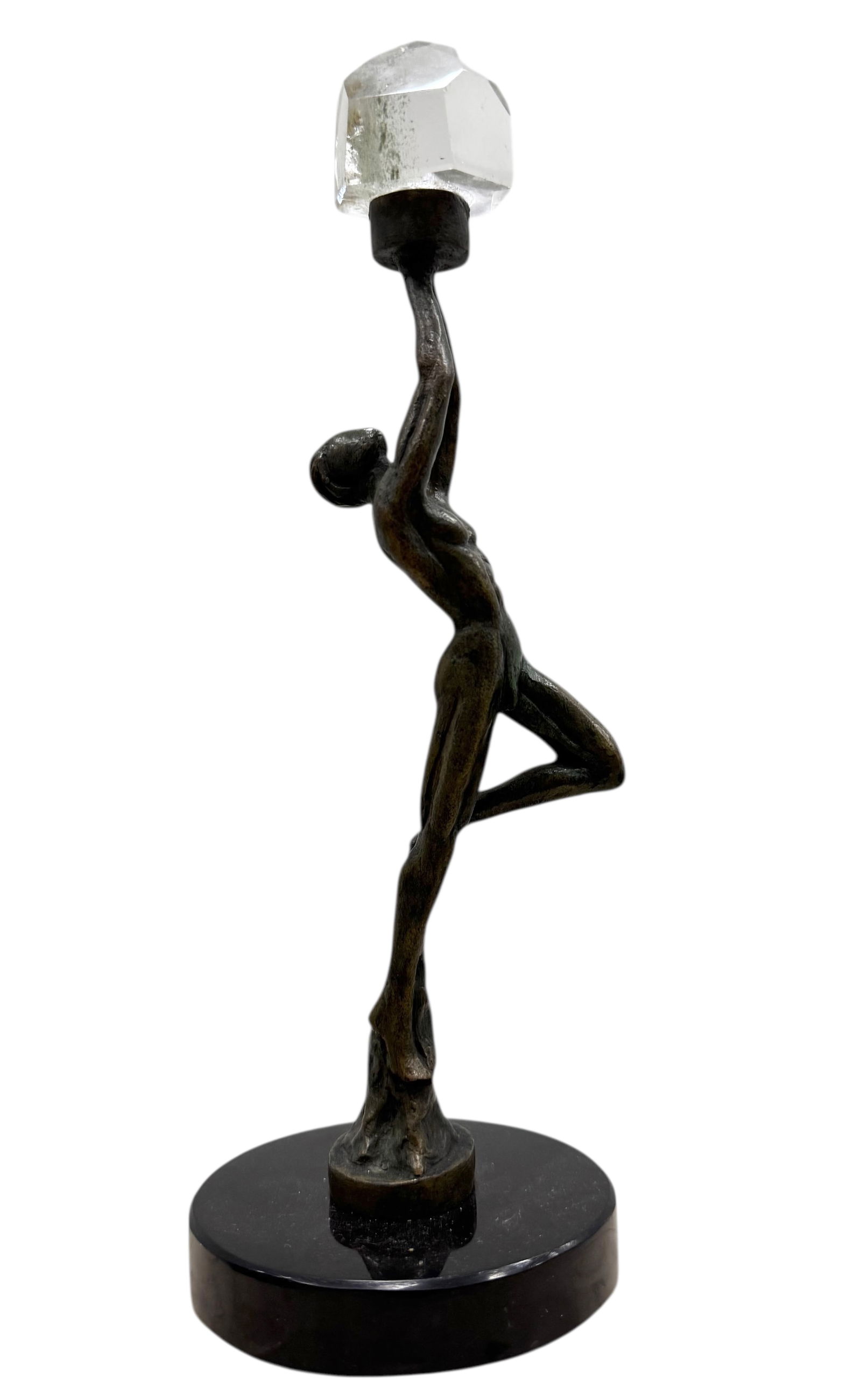 GEORGES COSTE (20th c, French) Nude Male Bronze Sculpture: 12 x 4 in. Domestic Flat Shipping Price: $55