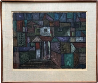 Mid-Century Modern Pencil Signed Serigraph Print Abstract