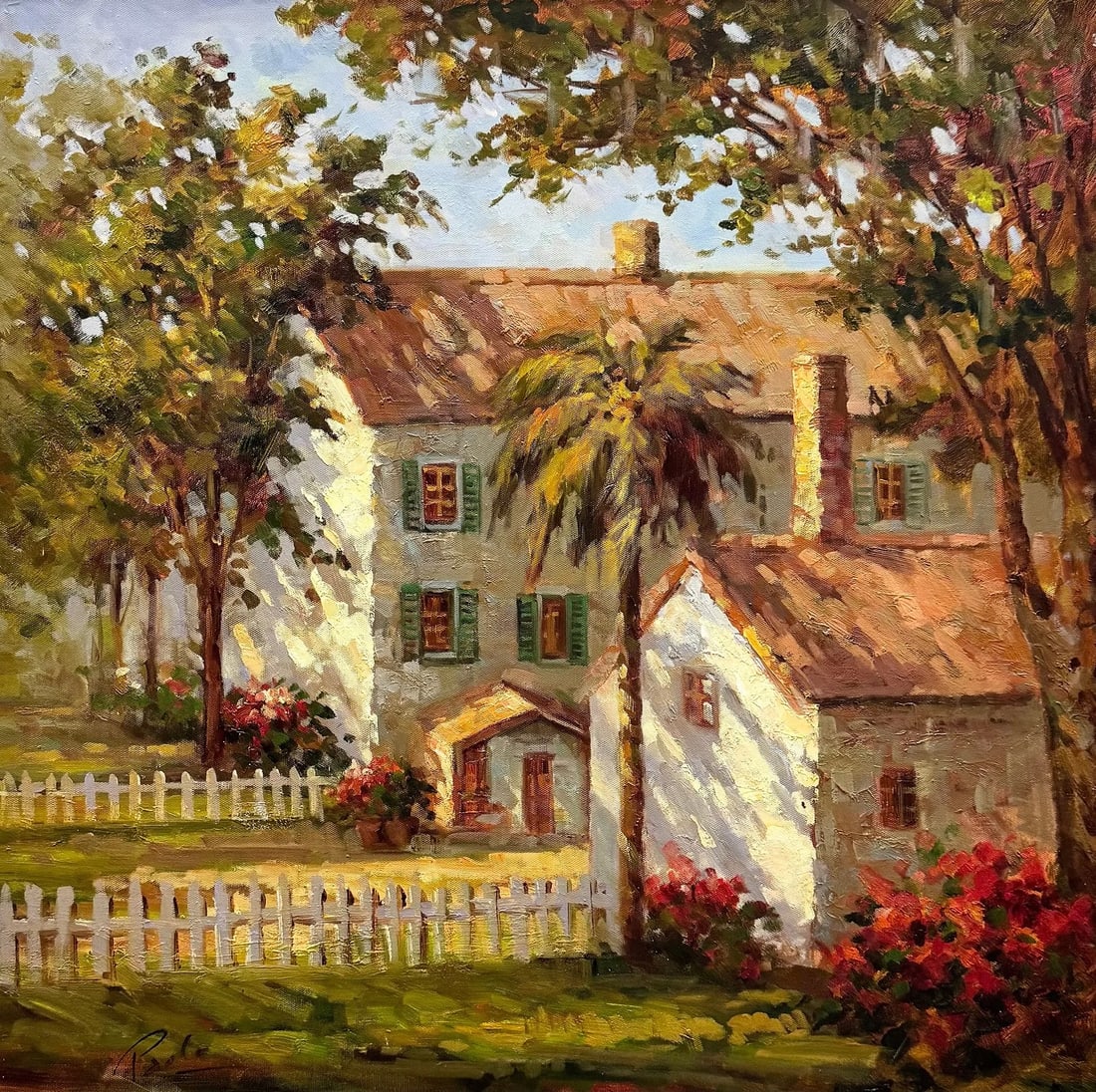Contemporary Luminist Impressionist Landscape With House Signed Oil Painting (1 of 3)