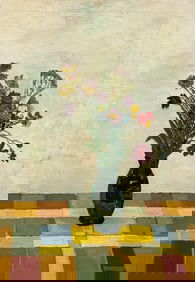 MORTIMER BORNE (1902–1987, Polish American) Still Life Of Flowers