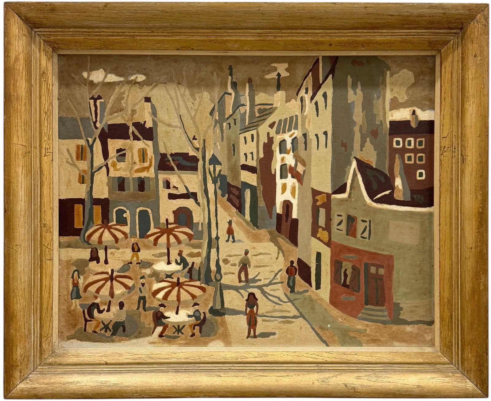 Nicely Framed Vintage Paris School Modernist Cityscape Oil painting (1 of 3)