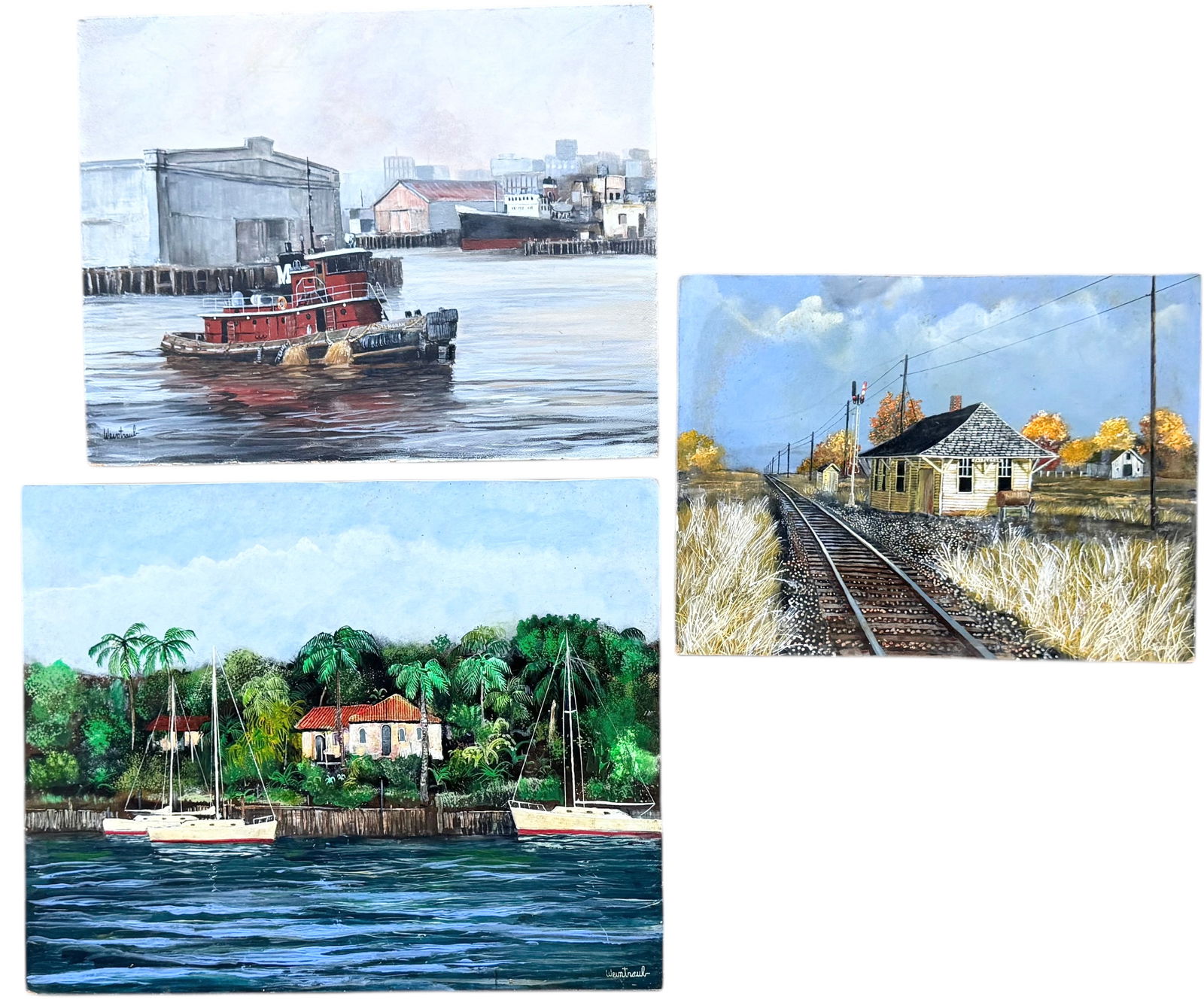 HERBERT WEINTRAUB (20th c, American) (3) Paintings (1 of 1)