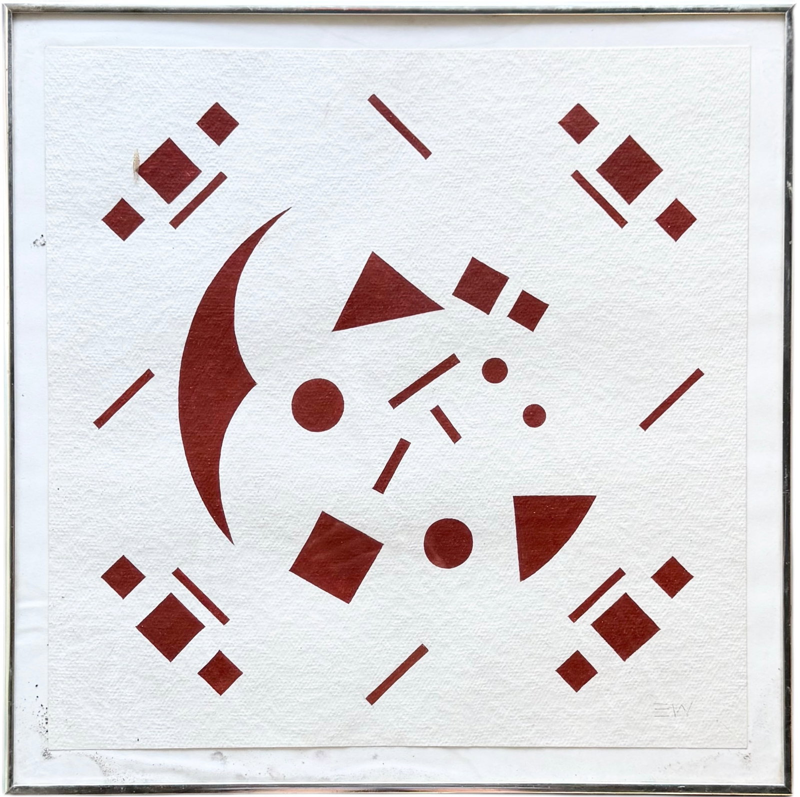 ERNEST WASSER (20th c, American) Massachusetts Artist, "The Drummer" Abstract: Boston artist. Acrylic on paper 20 x 20 in. Domestic Flat Shipping Price: $70