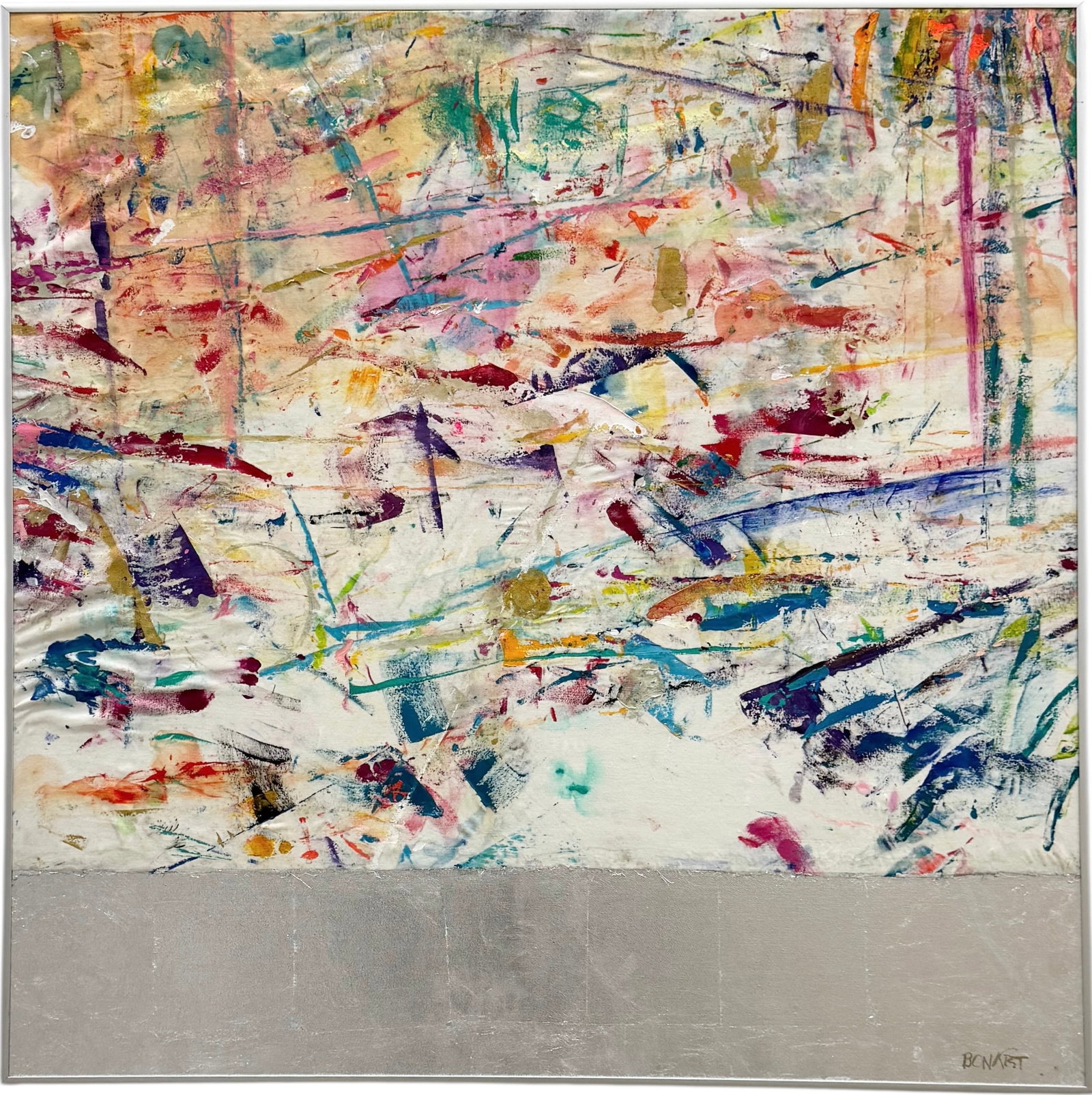 BEN BONART Florida Artist Abstract Expressionist: Mixd media on canvas 36 x 36 in. Domestic Flat Shipping Price: $130