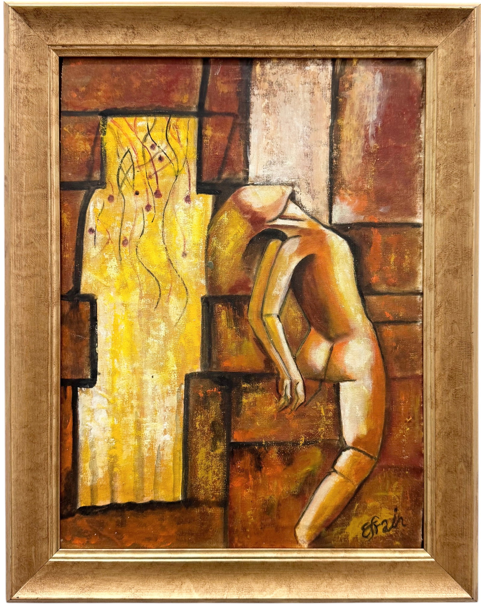 Mexican Surrealist Abstract Signed Oil On Board Painting: Oil painting on board 10 x 8 in, 15 x 13 in. Domestic Flat Shipping Price: $45